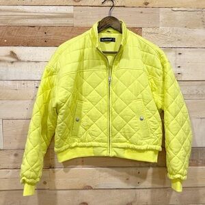 Blank NYC Quilted Bomber Jacket in neon yellow